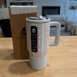 HydroJug primrose Floral Striped 20oz Travel Mug - White & Pink